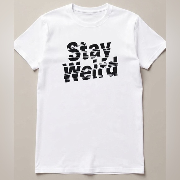 NWT Stay Weird Graphic T-Shirt – Slim Fit Short Sleeve Crewneck – White - Picture 4 of 7